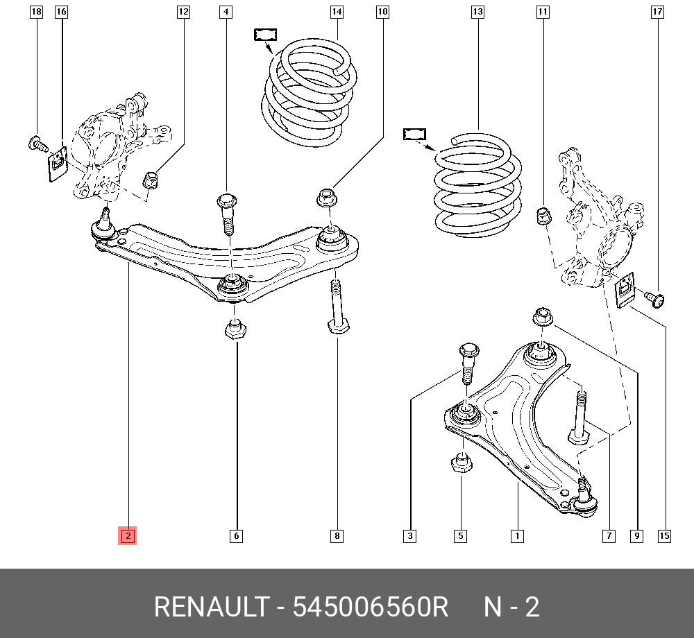 Рычаг подвески | перед прав | - Renault 545006560R