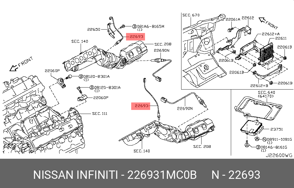 Кислородный датчик - Nissan 22693-1MC0B