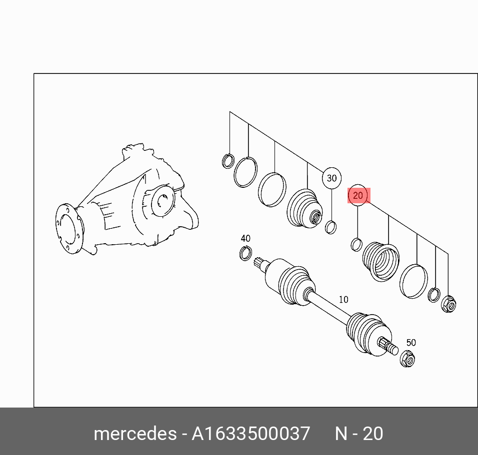 Пыльник, приводной вал - Mercedes A1633500037