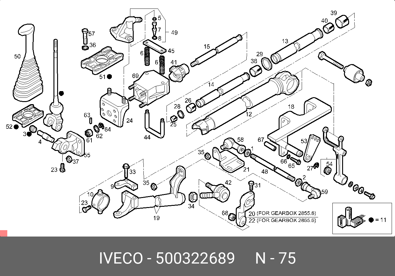 Сайлентблок кулисы КПП eurocargo - Iveco 500322689