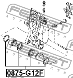 Ремкомплект суппорта тормозного переднего на обе стороны перед прав лев Febest 0875-G12F Субару 964₽