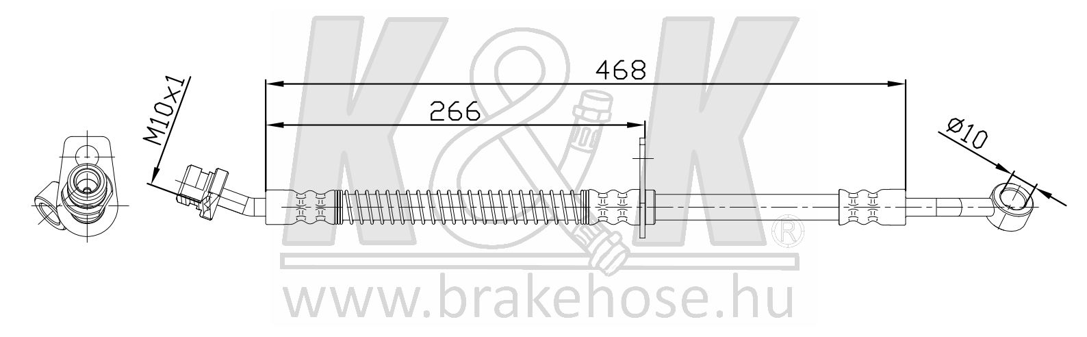 Шланг тормозной передний правый - K&K FT0556