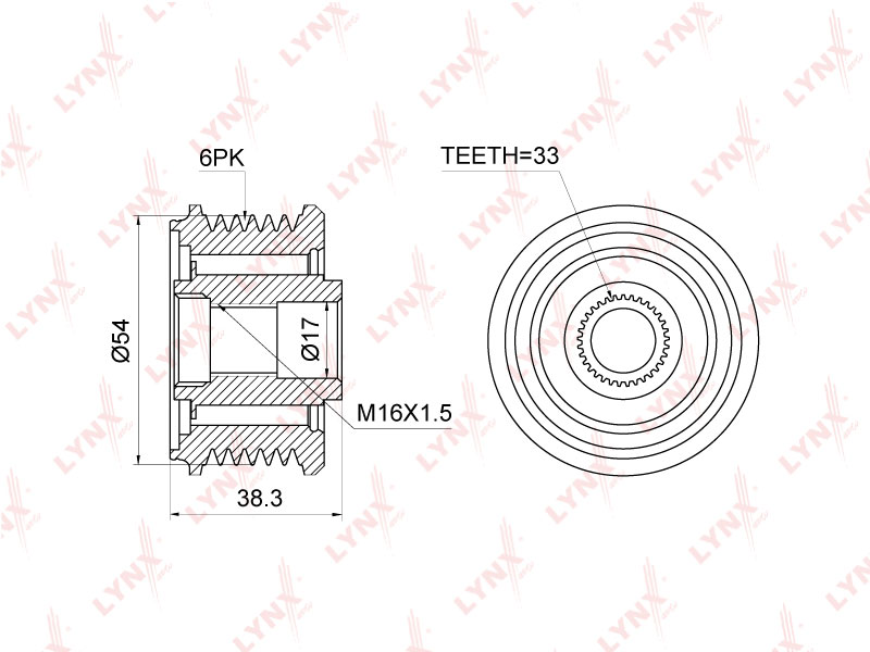 Обгонная муфта шкива генератора - LYNXauto PA-1137