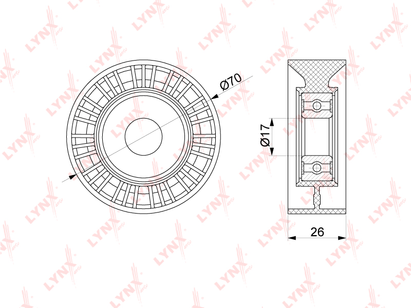 Ролик натяжной приводного ремня - LYNXauto PB-5193