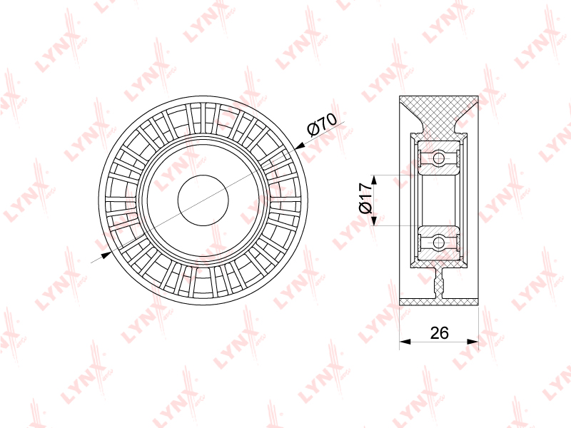 Ролик натяжной приводного ремня - LYNXauto PB-5253