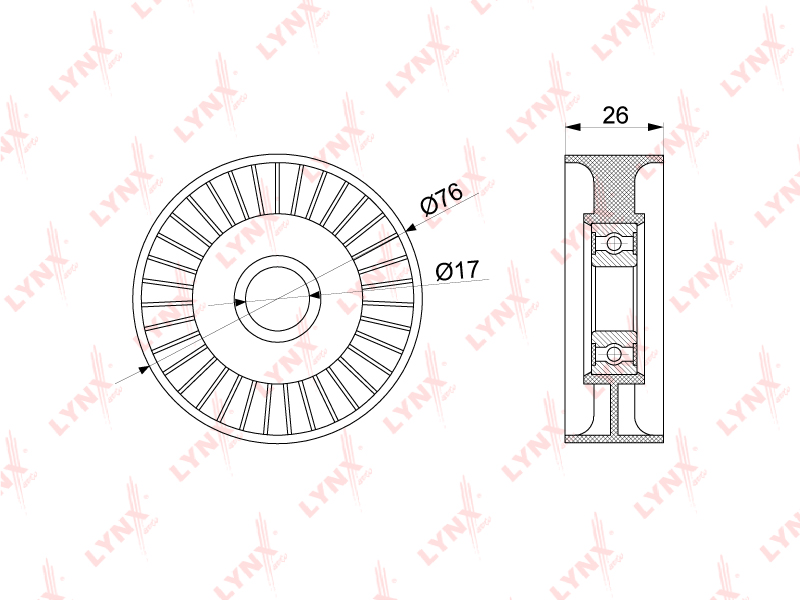 Ролик натяжной приводного ремня - LYNXauto PB-5264