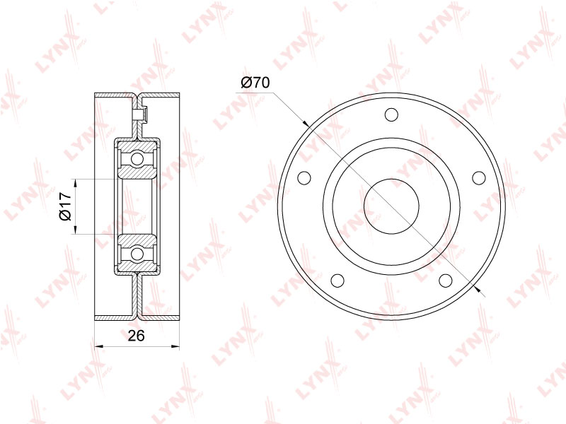 Ролик натяжной приводного ремня - LYNXauto PB-5336