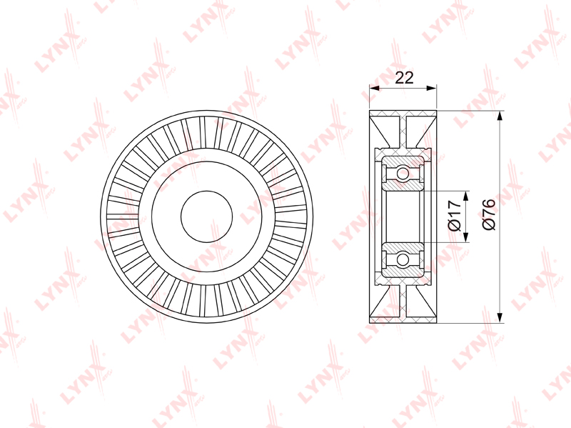 Ролик натяжной приводного ремня - LYNXauto PB-5347