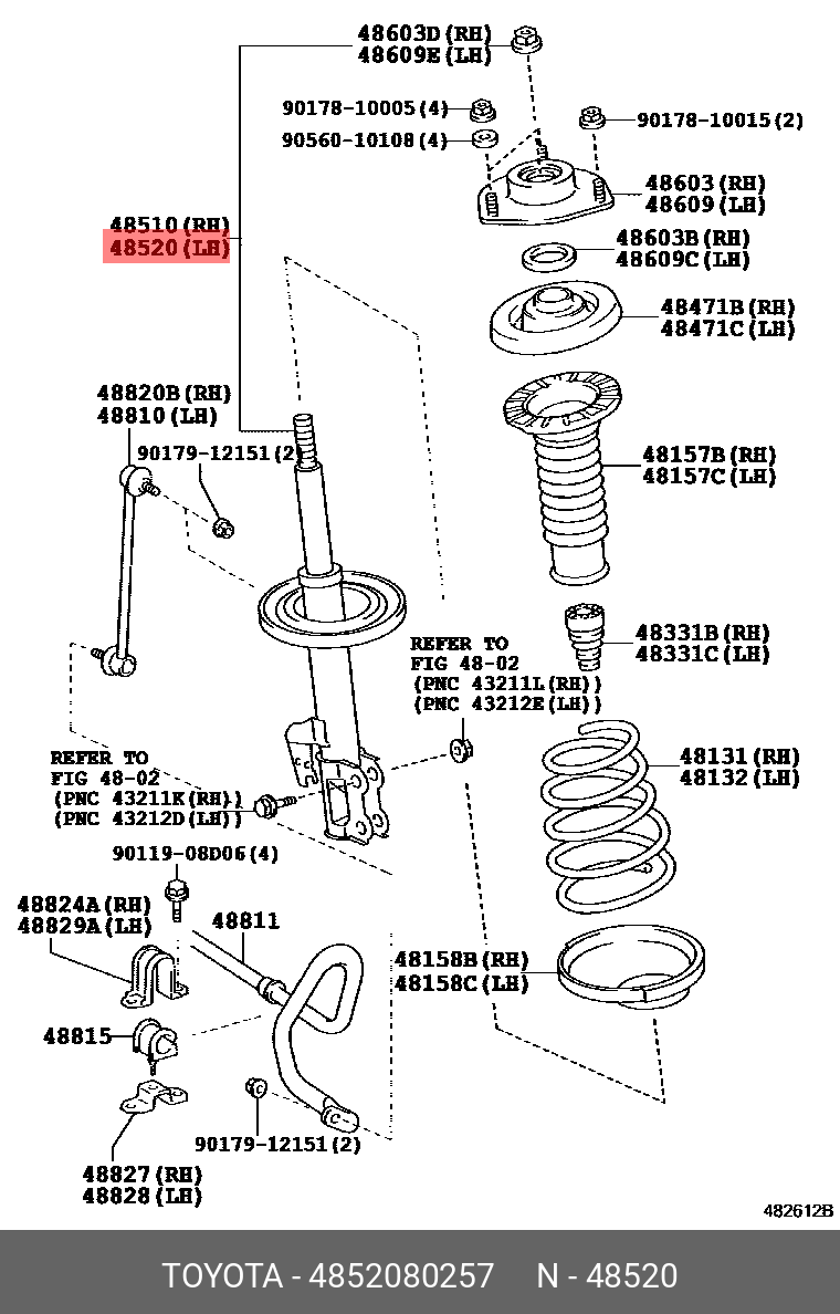 Стойка амортизационная | перед лев | - Toyota 48520-80257
