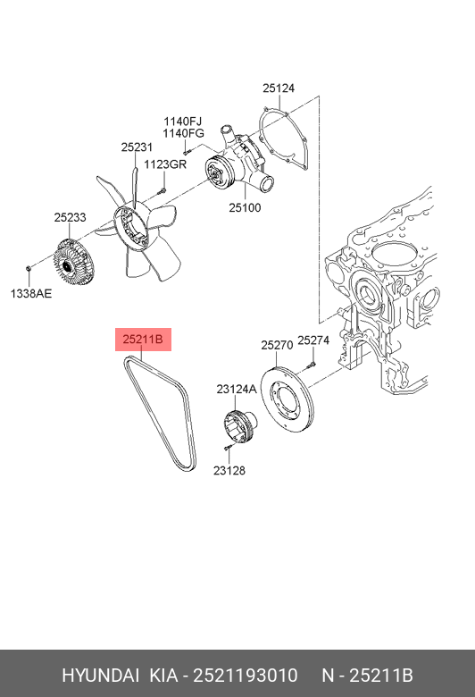 Ремень поликлиновый - Hyundai/Kia 2 521 193 010