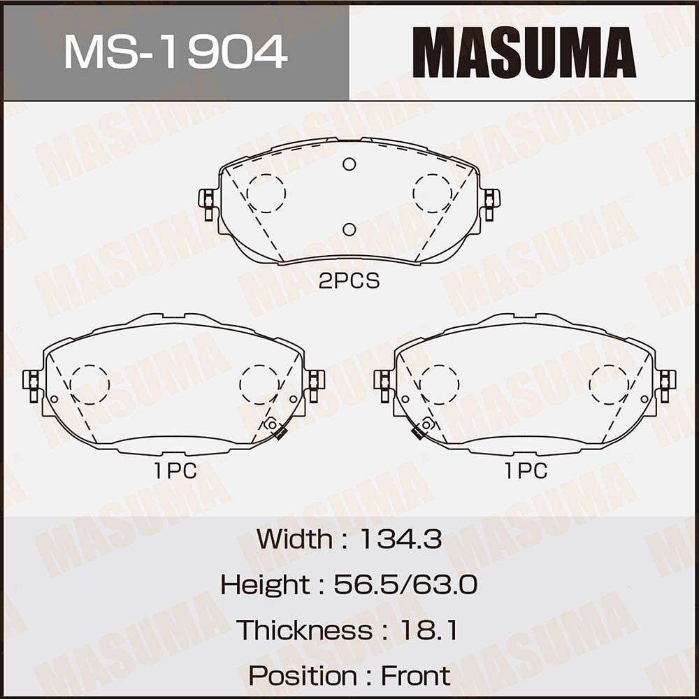 Колодки тормозные дисковые | перед | - Masuma MS1904