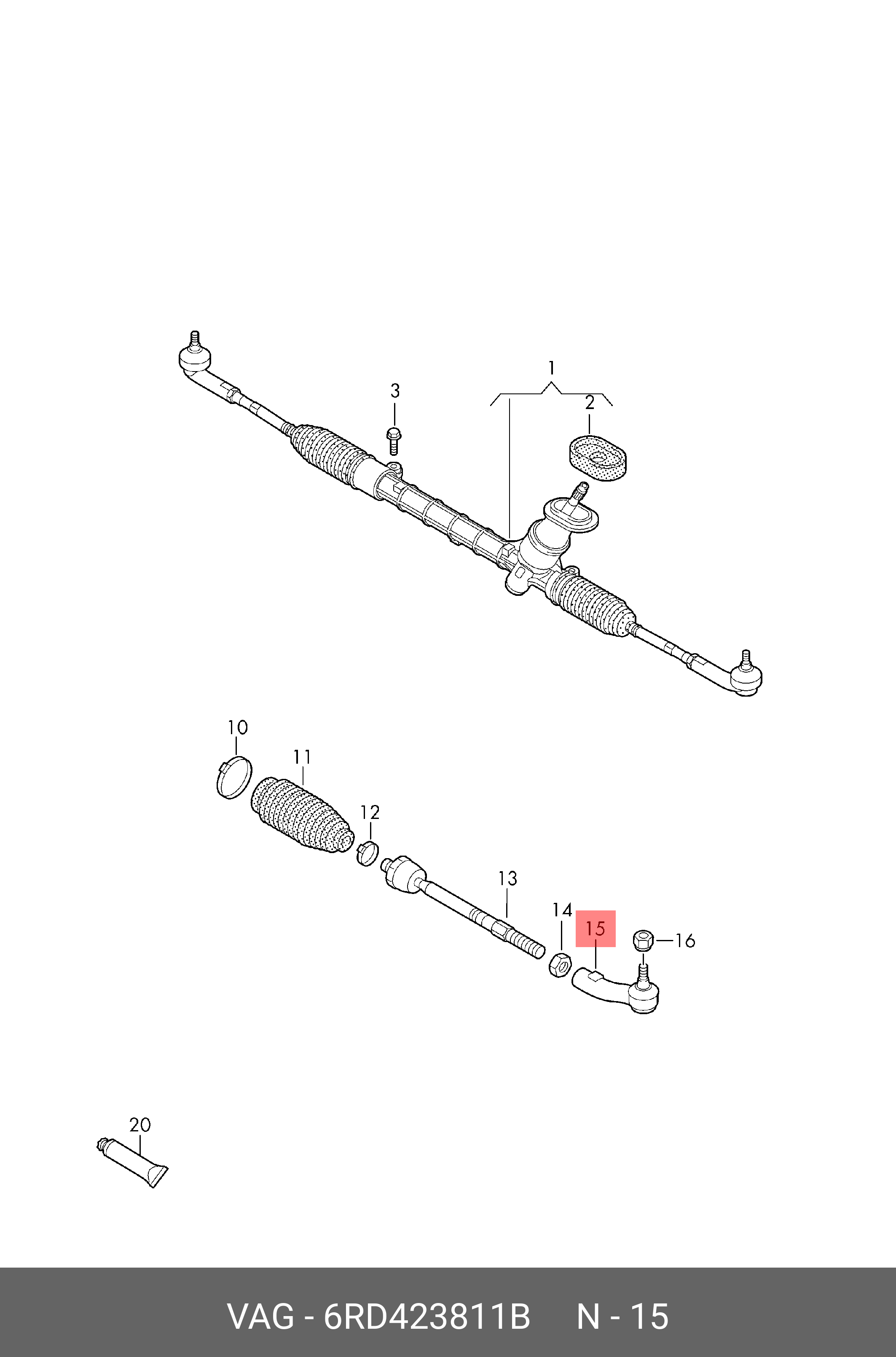 Наконечник рулевой - VAG 6RD423811B