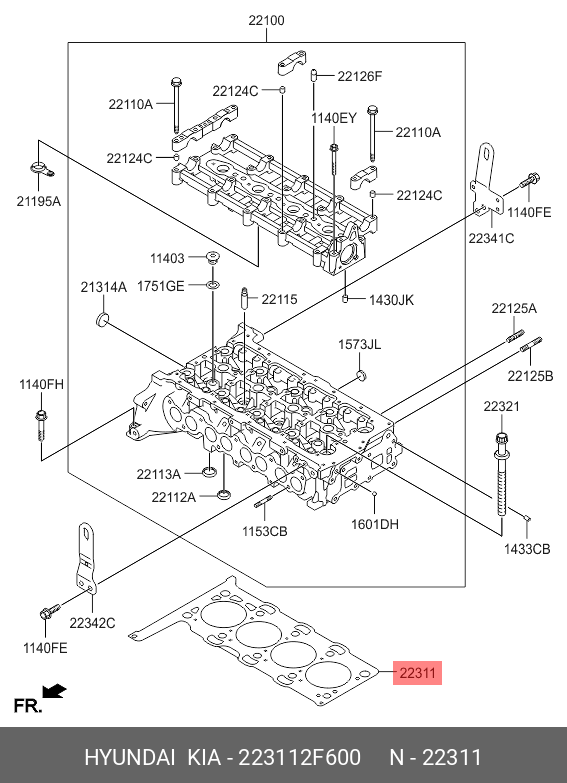 Прокладка головки блока цилиндров - Hyundai/Kia 223112F600