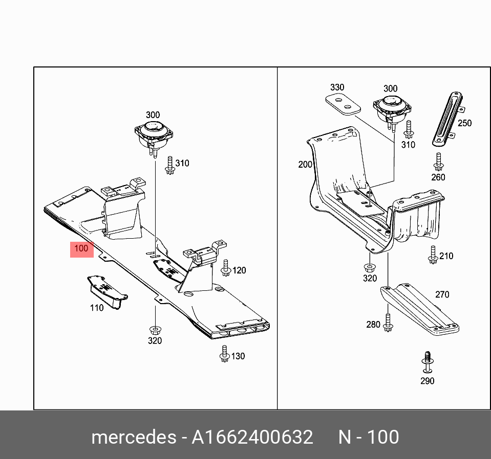 Поперечина опоры двигателя - Mercedes A1662400632