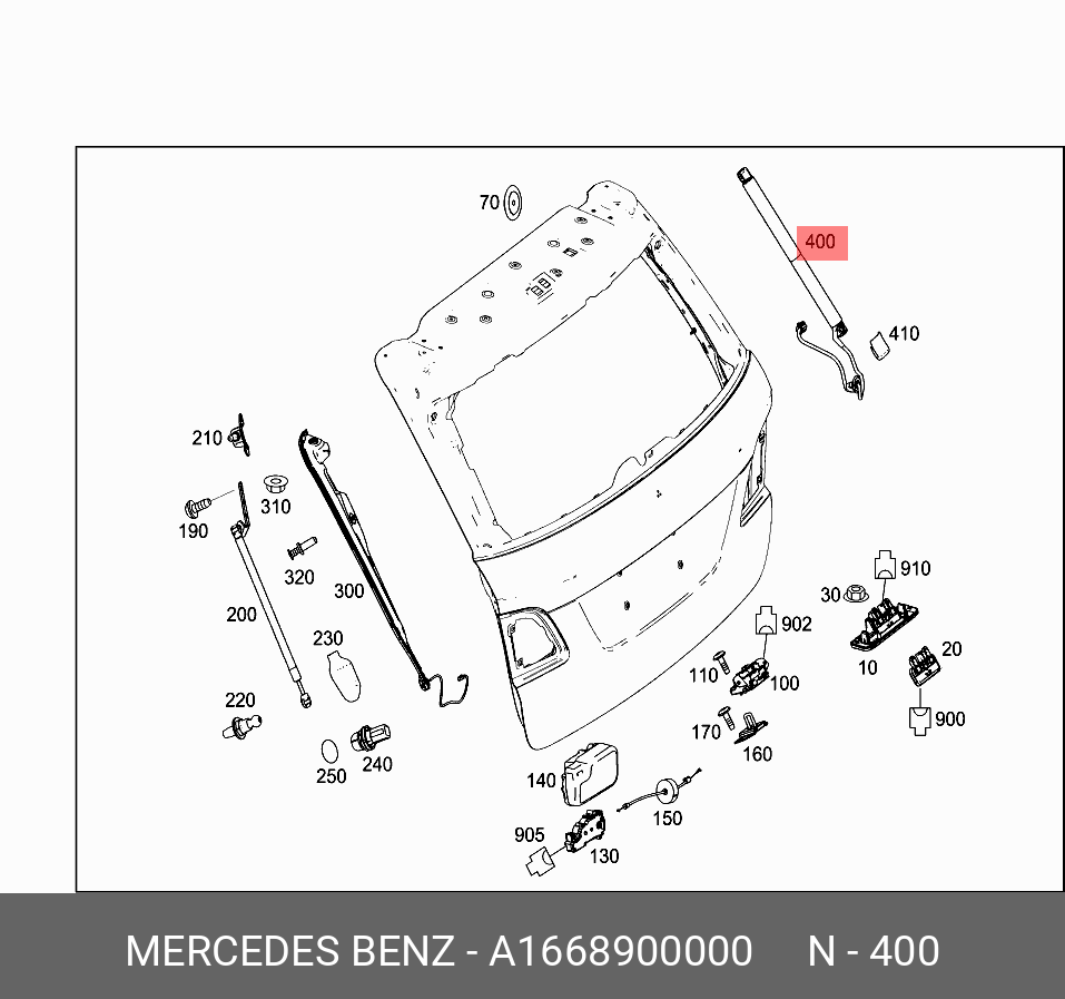 Амортизатор двери багажника электрический - Mercedes A1668900000