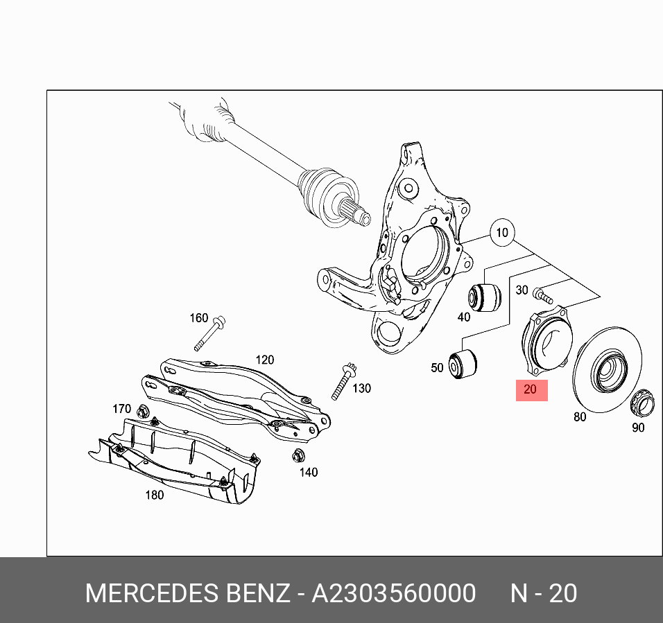 Подшипник колеса  | зад | - Mercedes A2303560000