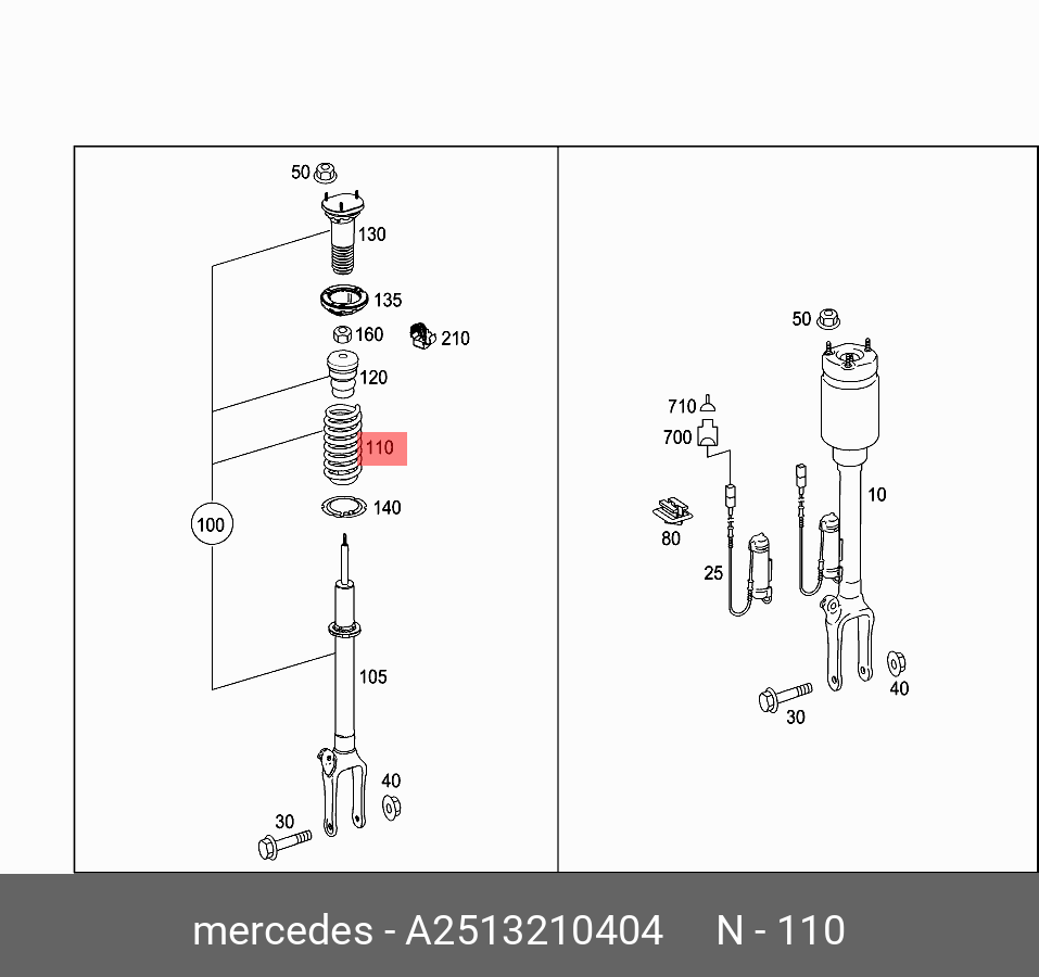 Mb251 321 04 04_пружина передняя! MB w164 2.8/4.2CDi 05 - Mercedes A2513210404