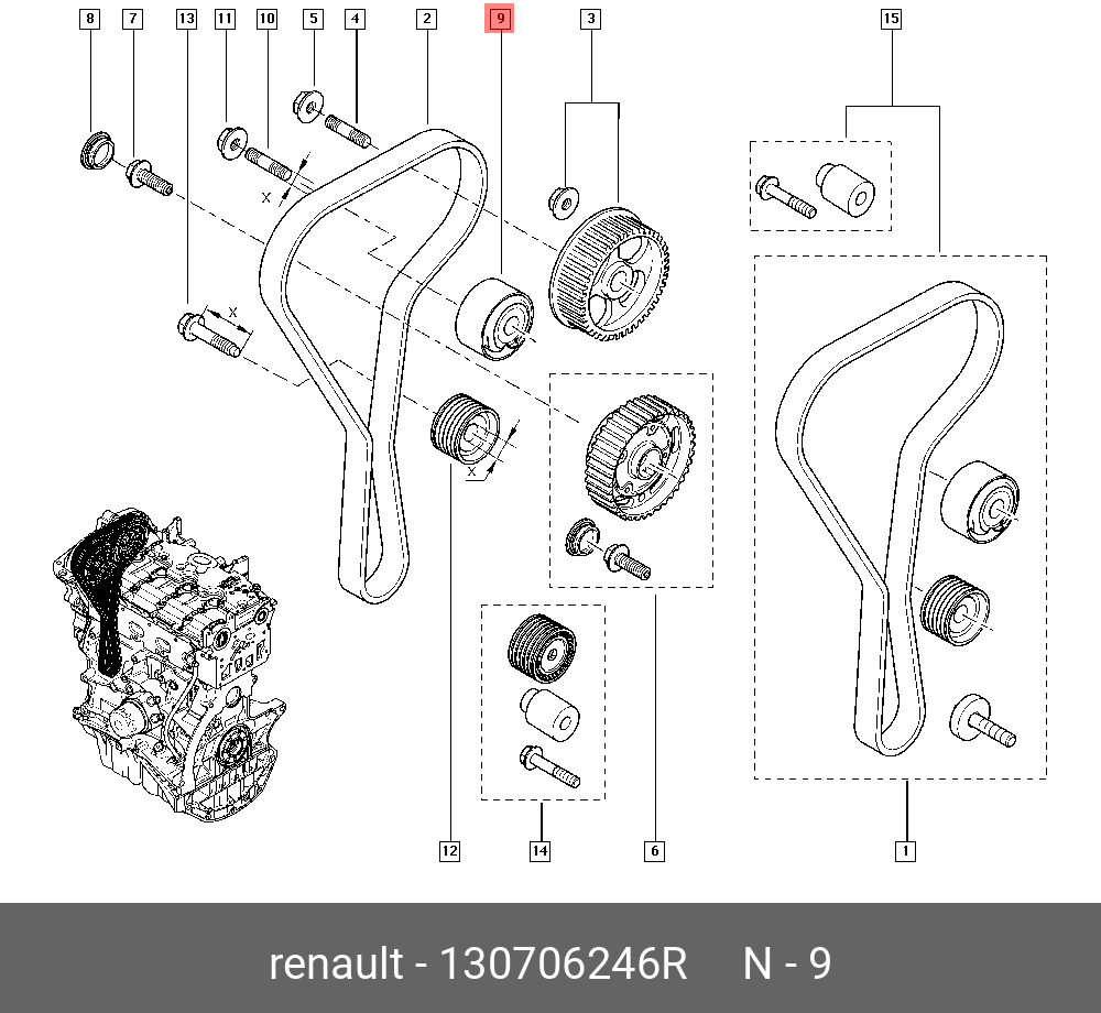 Ролик ремня ГРМ renault megane/laguna 1.8-2.0 - Renault 130706246R