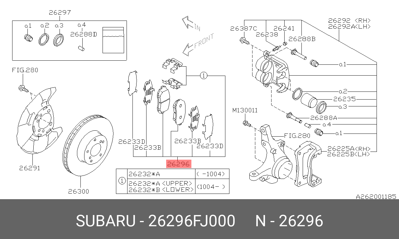 Колодки тормозные дисковые | перед | - Subaru 26296FJ000