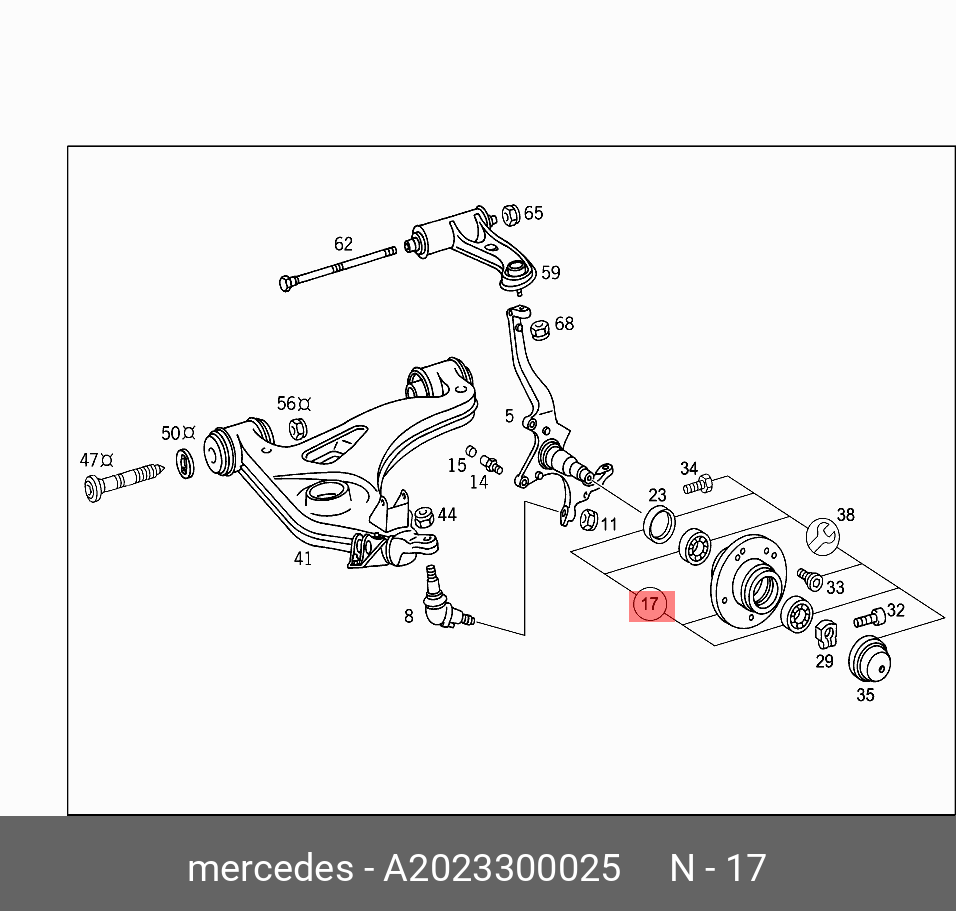 Передняя ступица - Mercedes A2023300025