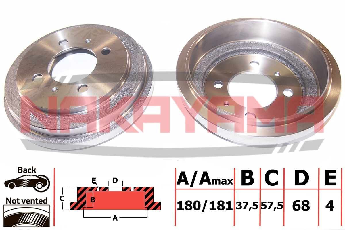 Барабан тормозной nissan almera N15 95- 180mm - Nakayama Q4478