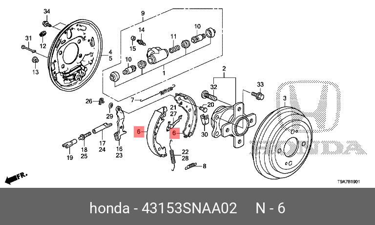 Деталь | зад | - Honda 43153-SNA-A02