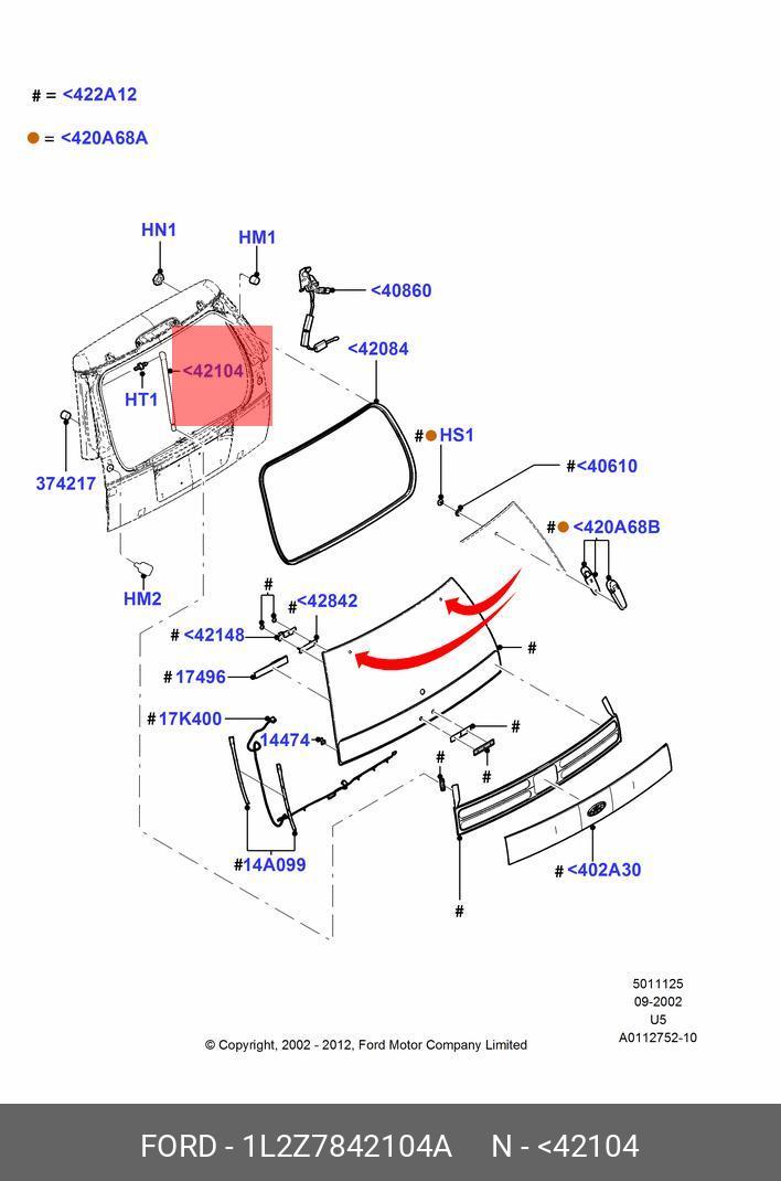 Амортизатор 5 й двери - Ford 1L2Z7842104A