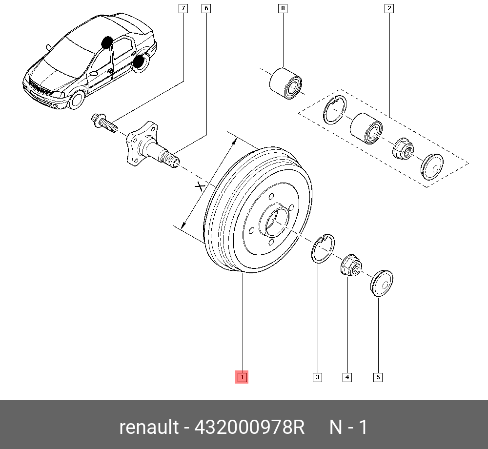 Тормозной барабан  - Renault 432000978R