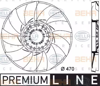 Крыльчатка вентилятора, охлаждение двигателя - Behr-Hella 8MV376733241