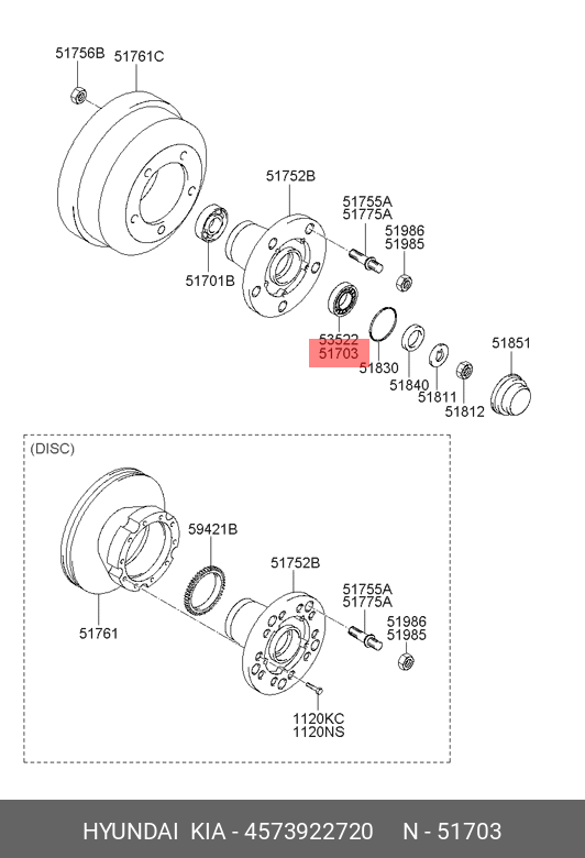 Подшипник ступицы колеса - Hyundai/Kia 4573922720