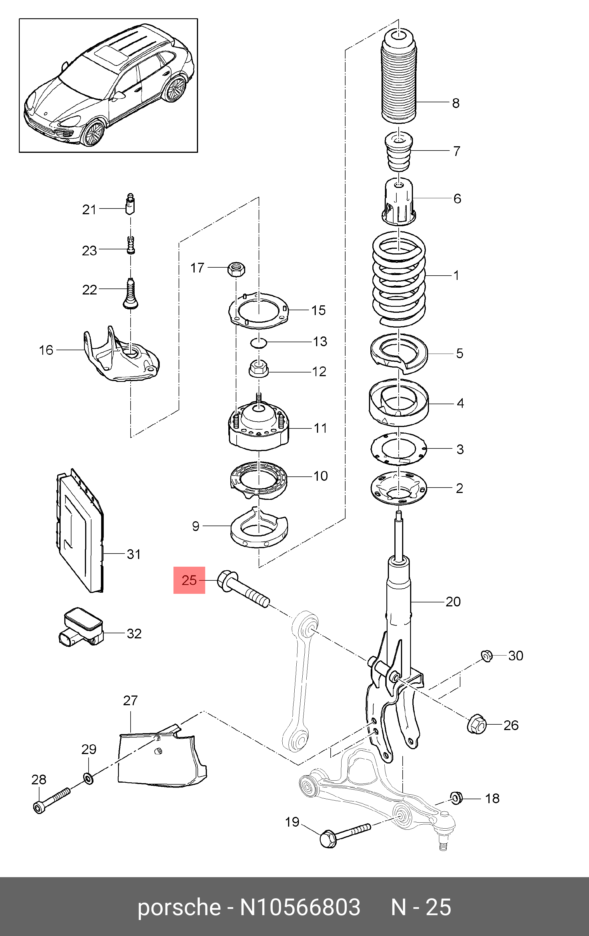 Болт подвески - Porsche N10566803