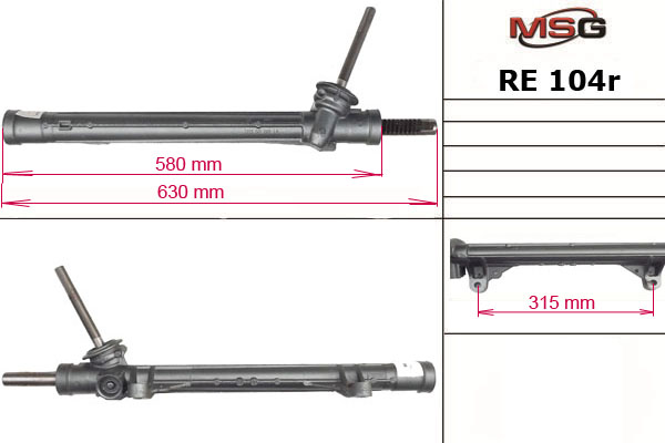 Рулевая рейка без ГУР восстановленная Renault Scenic II 2004-2009, Renault Megane II 2004-2008, Renault Grand Scenic - MSG Rebuilding RE104R