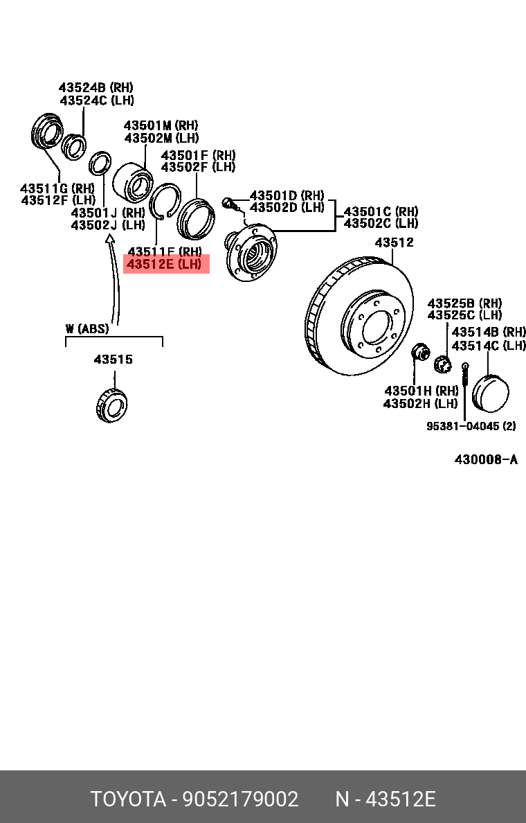 Подшипник ступицы - Daihatsu 9052179002