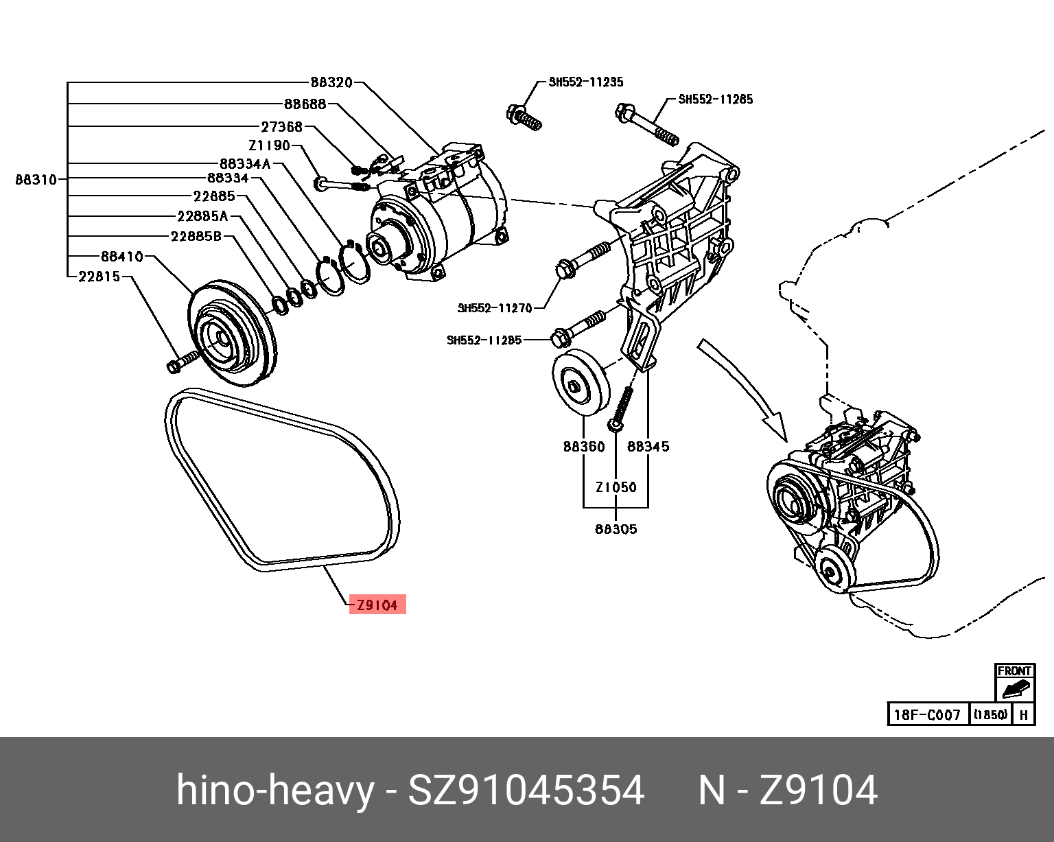 Ремень клиновый - Hino SZ91045354