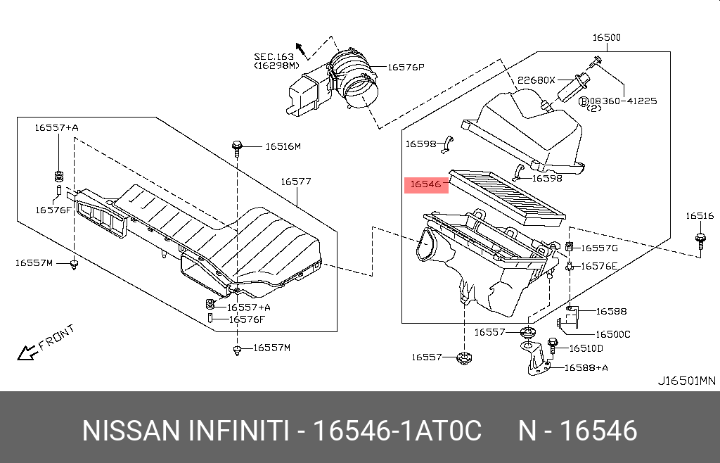 Фильтр  воздушный - Nissan 16546-1AT0C