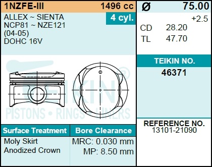 Поршни (к-т 4шт) STD - Teikin 46371 STD