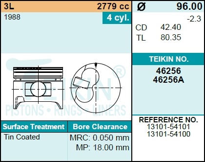Поршни (к-т 4шт) STD - Teikin 46256 STD