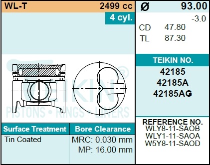 Поршни (к-т 4шт) STD - Teikin 42185 STD