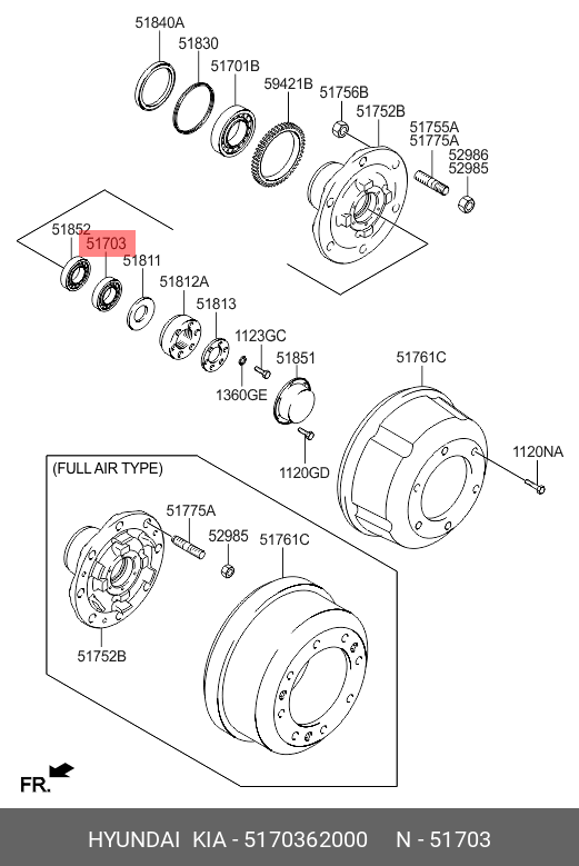 Подшипник ступицы колеса - Hyundai/Kia 51703-62000