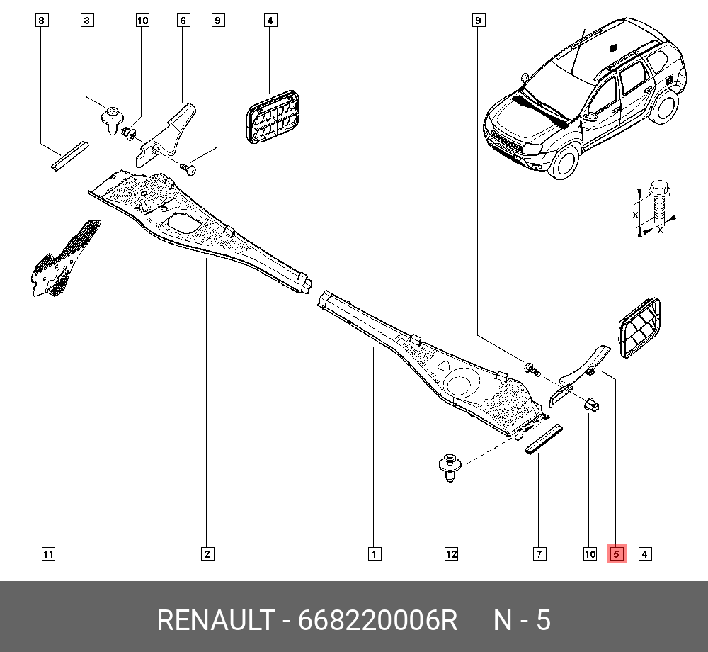 Накладка стойки передняя левая renault Duster (10-15) - Renault 6682 200 06R