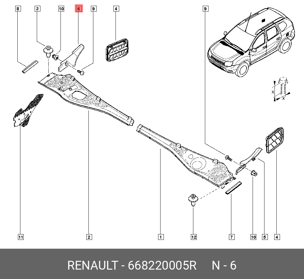 Накладка стойки передняя правая renault Duster (10-15) - Renault 6682 200 05R