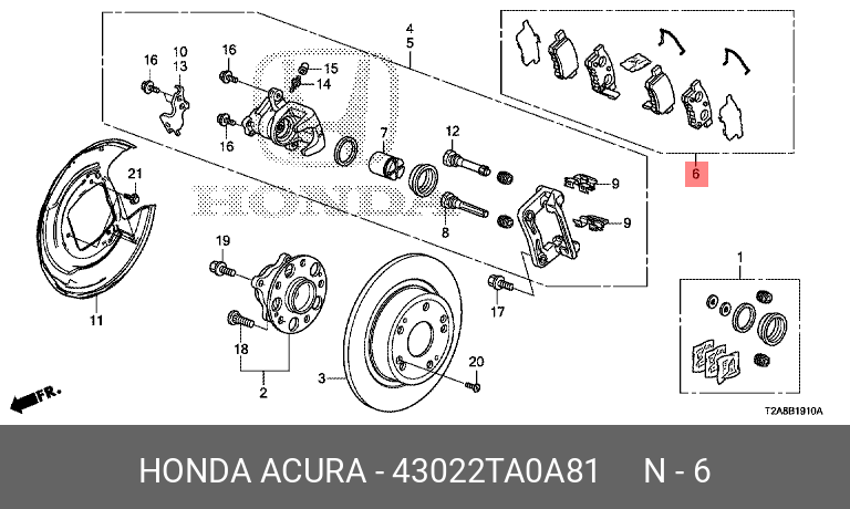 Колодки тормозные дисковые | зад | - Honda 43022-TA0-A81