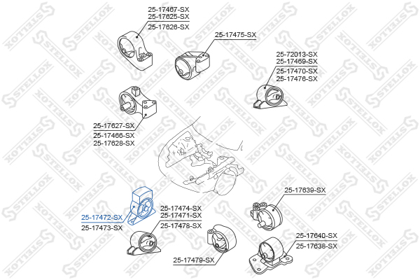 Подушка двигателя передняя Mitsubishi c - Stellox 25-17472-SX