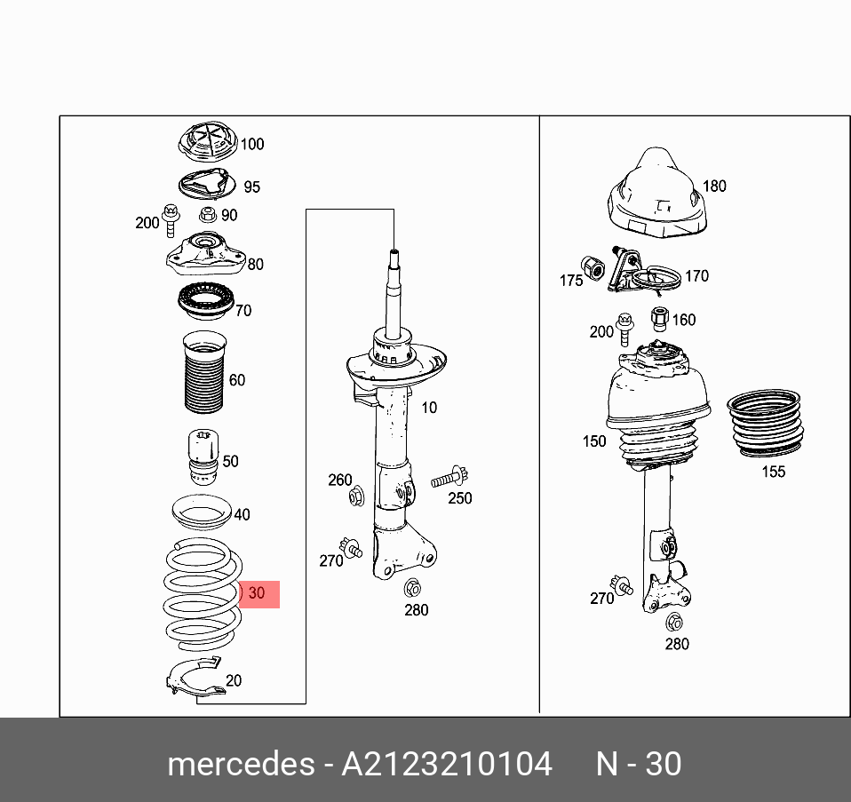 Пружина подвески - Mercedes A2123210104