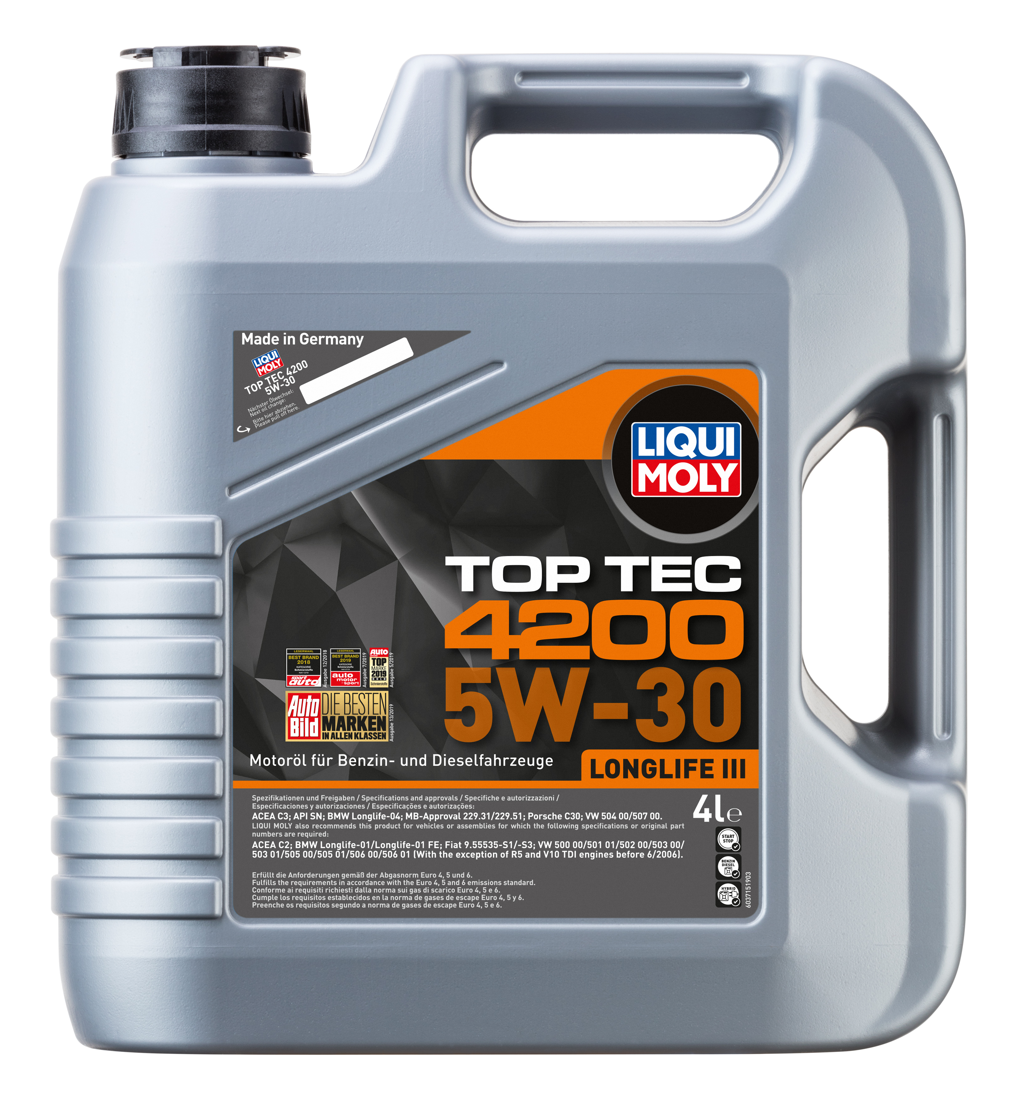 5w-30 Top Tec 4200 SP c3/c2 4л (НС-синт.мотор.масло) - Liqui Moly 3715