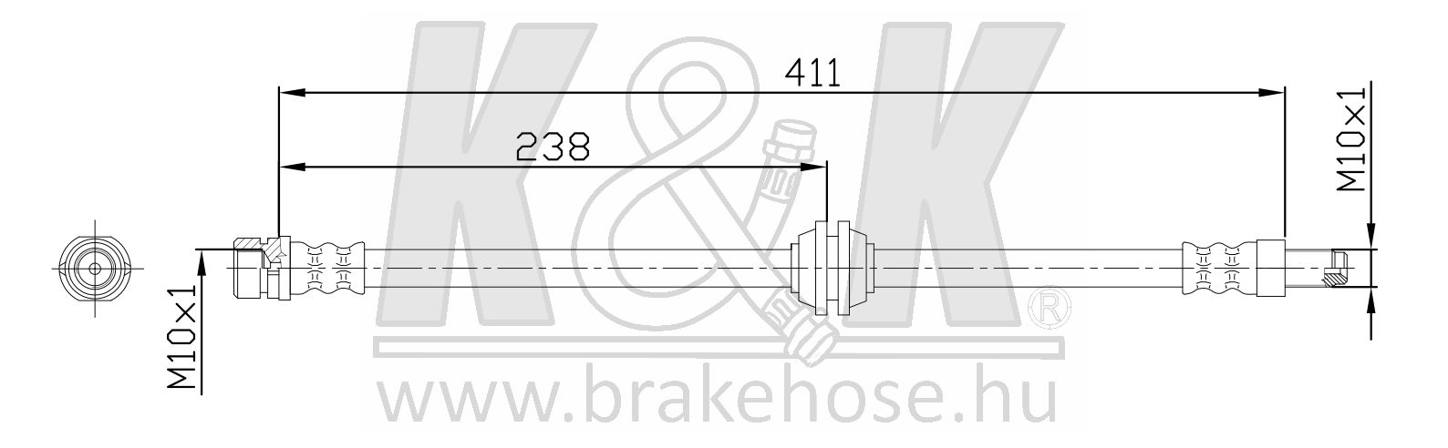 Шланг тормозной задн ford: focus (daw, dbw) 1.4 16 - K&K FT0969
