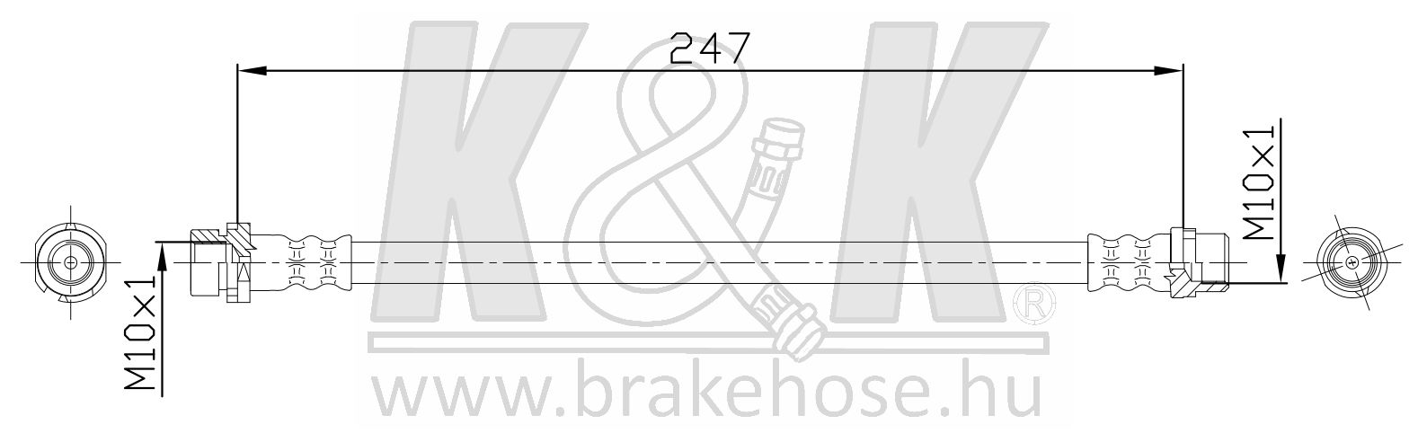Шланг тормозной задн прав bmw: X5 (e70) 3.0 d, 3.0 - K&K FT0951