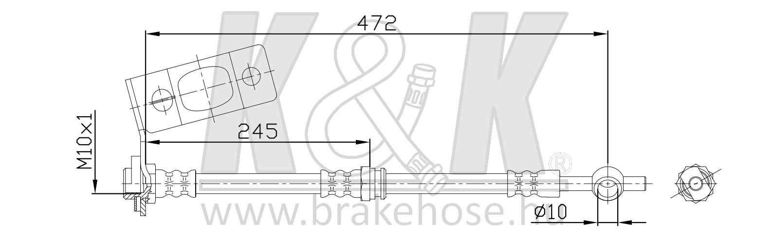 Шланг тормозной задн прав hyundai: Santa Fe (sm) 2 - K&K FT0675