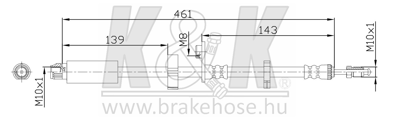 Шланг тормозной передн citroen: jumpy 2.0 HDi 165/ - K&K FT0749