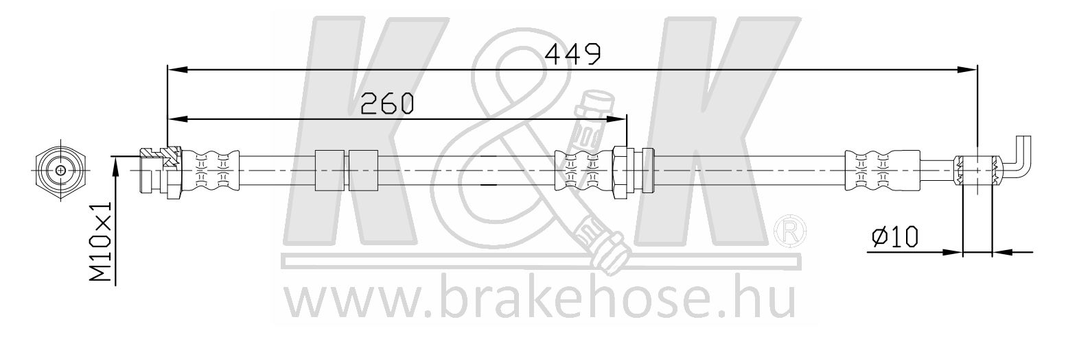 Шланг тормозной передн mazda: cx-7 (er) 2.2 mzr-cd - K&K FT0871